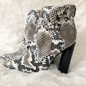 Snake Print High Heel Ankle Booties